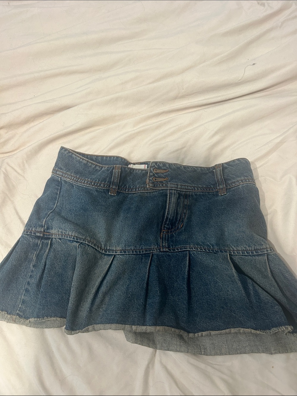 BDG Denim Pleated Mini Skirt - Dark Blue
